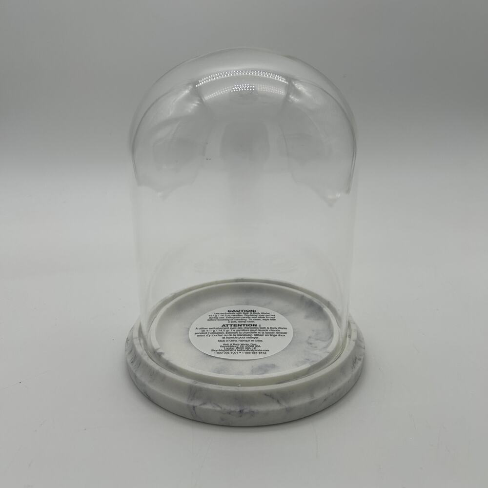 Bath & Body Works Glass Cloche Marble Base Candle 3-Wick Holder